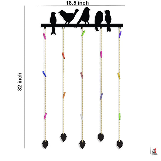 GlowNest Bird Clip Frame Collage – MDF Wall Hanging with LED Lights ,FeatherGlow Hanging Photo Display – Bird Design MDF Plaque (18.5x32 in)