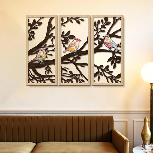 Boho Birds Wall Art Trio Décor Hanging Set of 3,Udaan Birds Wall Art Set of 3 – Boho MDF Cutout Décor for Living Room
