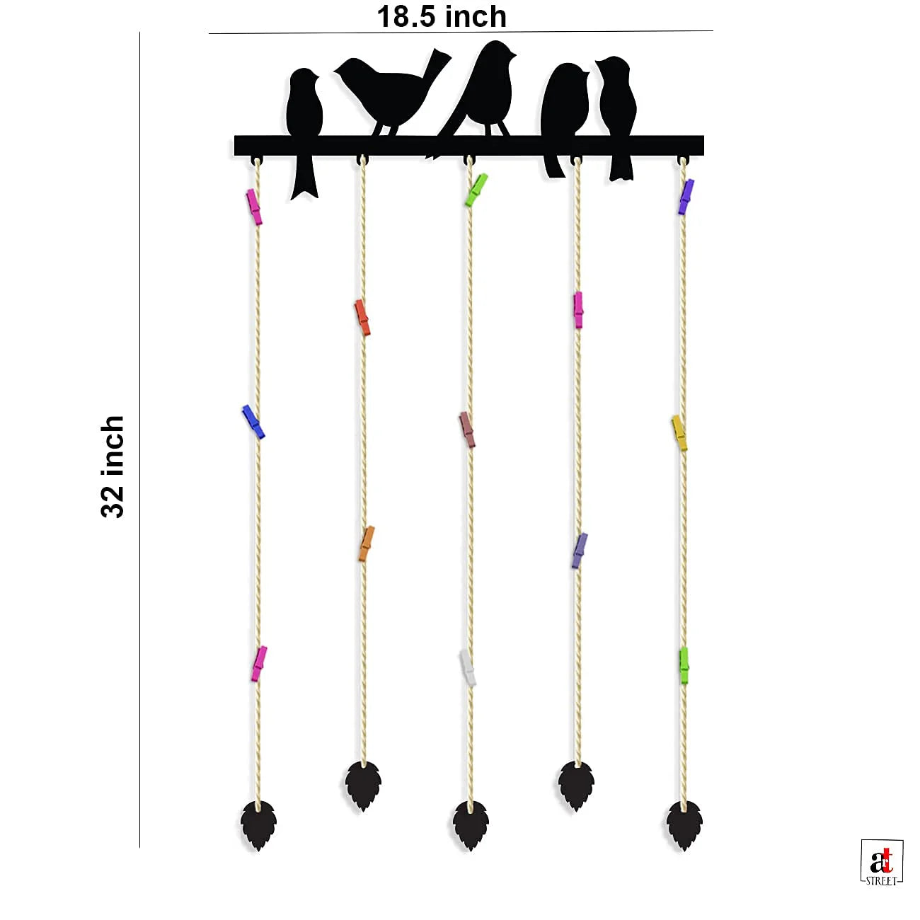 GlowNest Bird Clip Frame Collage – MDF Wall Hanging with LED Lights ,FeatherGlow Hanging Photo Display – Bird Design MDF Plaque (18.5x32 in)