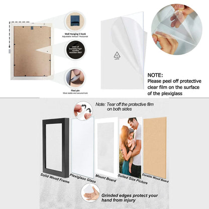 Adore Premium 3D Photo Frame for Home Decoration & Living Room & Office Décor Set of 7 , ( 8x10, 8x6, 8x8, 5x5 Inches)