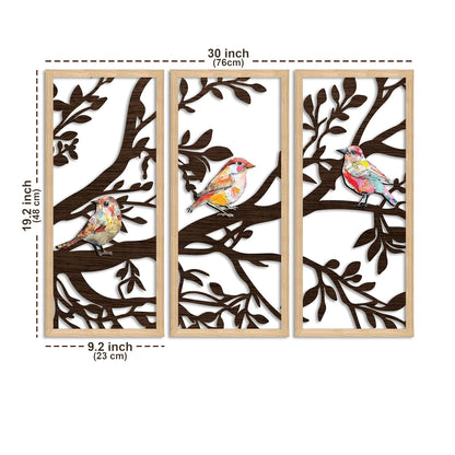 Boho Birds Wall Art Trio Décor Hanging Set of 3,Udaan Birds Wall Art Set of 3 – Boho MDF Cutout Décor for Living Room