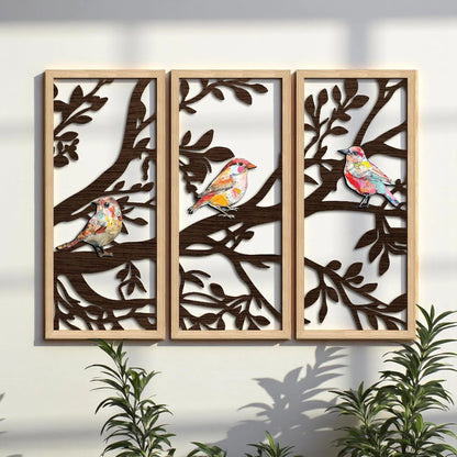 Boho Birds Wall Art Trio Décor Hanging Set of 3,Udaan Birds Wall Art Set of 3 – Boho MDF Cutout Décor for Living Room