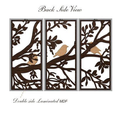 Boho Birds Wall Art Trio Décor Hanging Set of 3,Udaan Birds Wall Art Set of 3 – Boho MDF Cutout Décor for Living Room