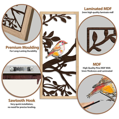 Boho Birds Wall Art Trio Décor Hanging Set of 3,Udaan Birds Wall Art Set of 3 – Boho MDF Cutout Décor for Living Room