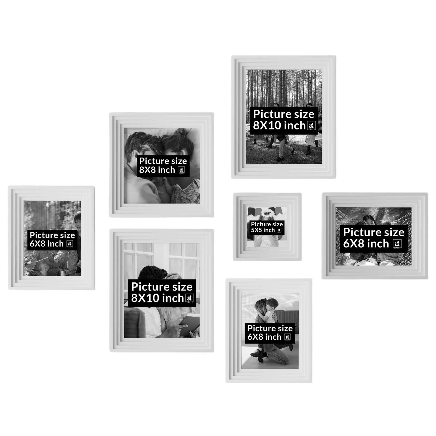 Adore Premium 3D Photo Frame for Home Decoration & Living Room & Office Décor Set of 7 , ( 8x10, 8x6, 8x8, 5x5 Inches)