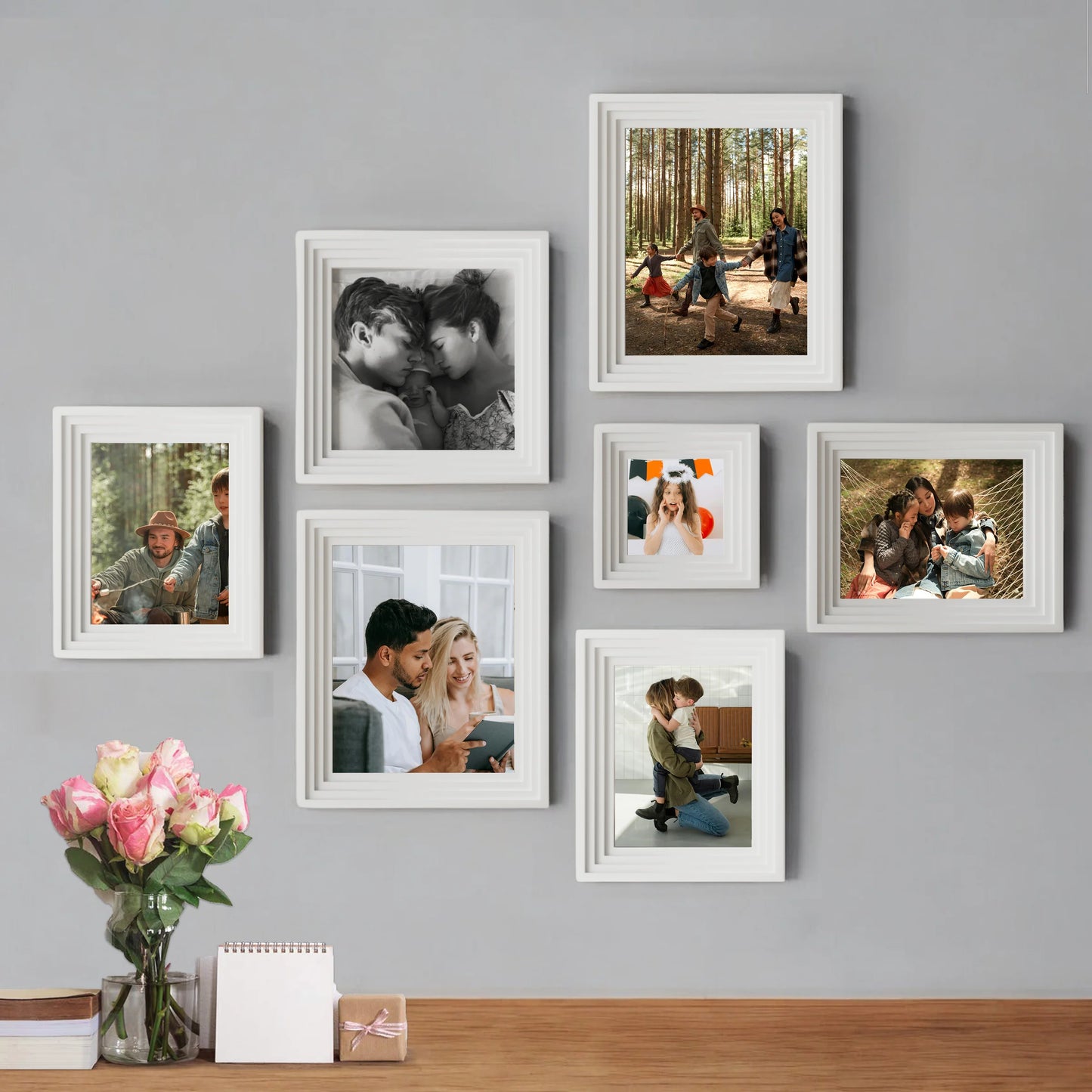 Adore Premium 3D Photo Frame for Home Decoration & Living Room & Office Décor Set of 7 , ( 8x10, 8x6, 8x8, 5x5 Inches)