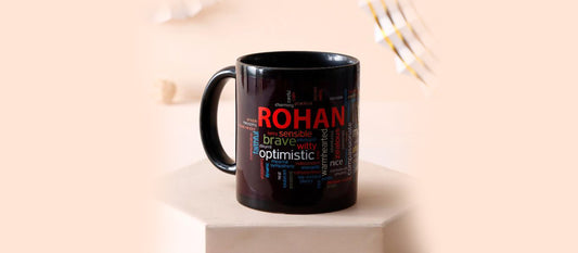 Personalized Black Mug with Name & Inspiring Word Art – BLACK Edition